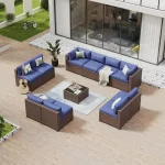 Aoxun 6/7/8/11 Piece Patio Furniture Set Wicker Rattan Outdoor Sectional Sofa Set with Coffee Table - Image 19
