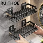 Bathroom Storage Rack Stainless Steel Anti Rust Storage Shower Rack Suction Cup Storage Rack Household Storage Appliances