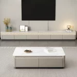 Light luxury solid wood paint TV cabinet 120cm 130cm 140cm coffee table 200cm 260cm 300cm 360cm tv stand living room furniture - Image 3