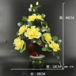 Creative Jade Simulation Peony Flower Ornaments Fake Flower Bonsai Living Room Decoration Table Decor Crafts Home Accessories - Image 9