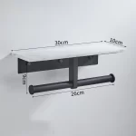 White Marble Bathroom Tissue Holder Wall Mounted Roll Holder Phone Holder 304 Stainless Steel Brushed Gold Bathroom Storage Rack - Image 8