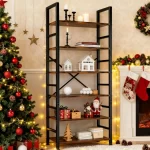 6 Tier Bookshelf, 72'' Tall Bookcase, Book Storage Shelves, Wood Book Shelf Organizer for Bedroom, Living Room and Home Office, - Image 2
