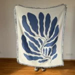 Casual Throw Blankets With Tassels Carpet Sofa Leisure Carpet Tapestry Sofa Blanket Wall Hanging Room Decoration Blue Carpet - Image 2