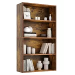 JHK 3-4 Tier Wooden Shelf Bookcase Tall Floor Standing Open Bookshelf for Living Room and Home Office Personalized Storage - Image 11