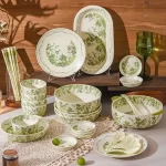 Party Green Dinner Set Plates Luxury Modern Elegant Designer Plates Dinner Sets Ceramic Round Aparelho De Jantar Kitchen Dishes - Image 2