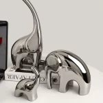 Electroplating Silver Ceramics Elephant Animal Figurines Statue Nordic Home Decor Desk Ornaments Living Room Decoration Gifts