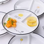 One Person Vegetable Plate Home Ceramic Cartoon Children's Divided Plate Three Panel Breakfast Plate with Separate Dishes - Image 3