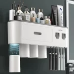 Magnetic Toothbrush Holder Storage Rack Automatic Toothpaste Dispenser Wall-Mounted Waterproof Bathroom Storage Accessories Set - Image 2