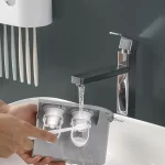 Magnetic Toothbrush Holder Storage Rack Automatic Toothpaste Dispenser Wall-Mounted Waterproof Bathroom Storage Accessories Set - Image 4