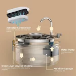 3.2L Cat Automatic Water Dispenser Smart Cat Fountain Pet Auto Water Feeder with Visible Window Dog Stainless Steel Water Bowl - Image 2
