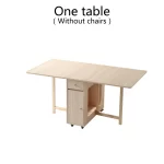 Folding Dining Table with 2 Drawers and 4 Wheels for Living Room,Kitchen, Farmhouse, Space Saving Table - Image 10