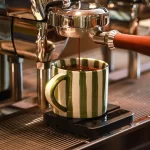 European Striped Ceramic Coffee Cup Saucer Modern Breakfast Dessert Plate Tea Cup Decorative Art Striped Coffee Cup 200 Ml Decor - Image 3