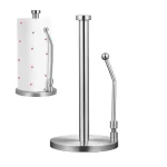 Stainless Steel Kitchen Roll Paper Towel Rack Bathroom Standing Paper Holder Silver Tissue Napkins Rack Home Table Decor