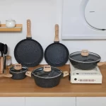 US Shipping Ceramic Cookware Sets Non Stick 15 PCS Pots and Pans Set Kitchenware - Image 2