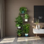 4-Tier Metal Plant Stand for Indoor Outdoor Use, Corner Shelf for Garden Balcony Living Room Patio - Image 3