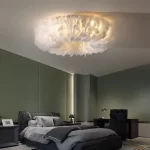 Modern Feather Led Ceiling Lamps Nordic Romantic Warm Bedroom Ceiling Lights Home Lighting Living Room Decor Lamp Luster Fixture - Image 2