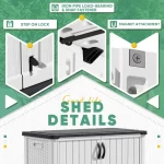 Outdoor Storage Cabinet 26 Cu Ft with Lockable Doors, Horizontal Storage Shed Waterproof Patio Tools,Gardening Tools. - Image 4