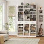 75" Tall Book Shelf and Bookcase, 47" Wide Bookshelf with Drawers, Modern 9 Tier Bookcase with Storage, Large Wood, Customized - Image 3