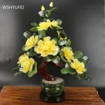 Creative Jade Simulation Peony Flower Ornaments Fake Flower Bonsai Living Room Decoration Table Decor Crafts Home Accessories