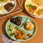 Round Three Grid Plate Ceramic 211 Fat Reducing Grid Plate Breakfast Separate Plates Adults Children Weight Loss Fruit Platters - Image 3
