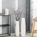 White Tall Floor Vase, 24" Ceramic Large Vase, Decorative Flower Vases