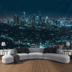 Night city landscape tapestry, hippie wall hanging, dreamy home wall decoration, bedroom room party decoration, background cloth - Image 7