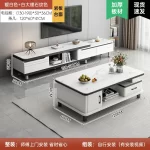 Modern LED TV Stand for Televisions Up Coffee Table Glass Shelves and Drawer Gaming Entertainment Center with Multiple Cabinet - Image 8