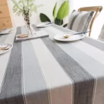 Cotton Linen Tablecloth,Nordic Style Grey Stripes Elegance Dust-Proof Table Cover,For Dinning Birthday Party Tabletop Decoration - Image 5