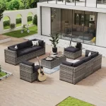 Aoxun 6/7/8/11 Piece Patio Furniture Set Wicker Rattan Outdoor Sectional Sofa Set with Coffee Table - Image 23