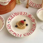 Party Red Design Dinner Set Plates European Style Elegant Round Plates Dinner Sets Ceramic Luxury Vaisselle Kitchen Dishes