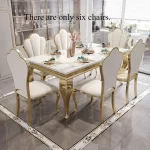 Marble Luxury Dining Table Unique Gold Individual White Italian Dining Table Rectangular Design Mesa Comedor Home Furniture - Image 7