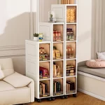 Swivel Wheel Mobile Kitchen Storage Rack, Waterproof & Dustproof Space-Saving Cabinet Shelf for Spices, Books, Toys & Snacks - Image 3