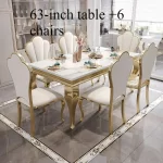 Marble Luxury Dining Table Unique Gold Individual White Italian Dining Table Rectangular Design Mesa Comedor Home Furniture - Image 9