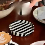 European Striped Ceramic Coffee Cup Saucer Modern Breakfast Dessert Plate Tea Cup Decorative Art Striped Coffee Cup 200 Ml Decor - Image 21
