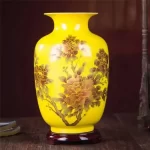 New Chinese Style Vase Jingdezhen Yellow Crystal Glaze Flower Vase Home Decor Handmade Shining Famille Rose Vases - Image 21