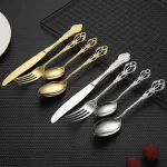 24pcs Cutlery Set Gold Dinnerware Stainless Steel Royal Spoon Forks Knives Kitchen Western Dinner Silverware Tableware Gift - Image 4