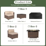 Aoxun 6/7/8/11 Piece Patio Furniture Set Wicker Rattan Outdoor Sectional Sofa Set with Coffee Table - Image 5