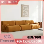 Vacuum-Compressed Modular Sofa, Wabi-Sabi Sherpa Fabric Sectional with High-Elastic Foam, Cream Mid-Century Style, Space Saving - Image 2