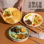 Round Three Grid Plate Ceramic 211 Fat Reducing Grid Plate Breakfast Separate Plates Adults Children Weight Loss Fruit Platters