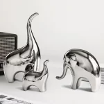 Electroplating Silver Ceramics Elephant Animal Figurines Statue Nordic Home Decor Desk Ornaments Living Room Decoration Gifts - Image 6
