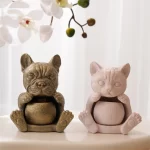 Hollow Cat Soy Wax Silicone Mold Candle Jar Concrete Plaster Candlestick Mold French Bulldog Puppy Candle Holder Silicone Mould - Image 2