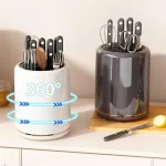 Rotating Knife Holder Kitchen Storage Rack Spoon Fork Knief Chopsticks Drain Rack Kitchen Accessories Organizer for Cutlery - Image 5
