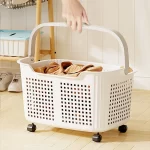Laundry Hamper With Wheels And Lid Large Capacity Clothes Basket For Bathroom Storage Organizer For Family Kids Dorm Gift - Image 3