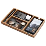 Wooden office desktop storage box Solid wood partition glasses storage box Mobile phone headphones debris storage box - Image 5