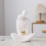Yoga couple ceramic ornament Couple Figurines Ceramic Statue Hugging Lovers Tabletop Ornament White porcelain Decoration Crafts