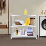 3-Tier Stainless Steel Work Table 80*40*80cm Large-Capacity Kitchen Storage Rack for Kitchen Garage school, Height Adjustable - Image 3