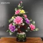 Creative Jade Simulation Peony Flower Ornaments Fake Flower Bonsai Living Room Decoration Table Decor Crafts Home Accessories - Image 4