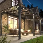 10x14 FT Lean to Gazebo, Pergolas and Gazebos Clearance, Awnings for Patio Covers for Shade and Rain Outdoor Gazebo for Patios - Image 5