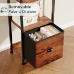 JHK Wood 5 Tier Bookshelf with 1 Fabric Drawer Multi-Functional Display Standing Shelf for Books Movies and Storage Organizer - Image 4