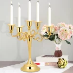 3/5 Arms Metal Candelabra Candlestick Stand Vintage Golden Candle Holder for 2025 Christmas Wedding Event Party Table Decoration - Image 5